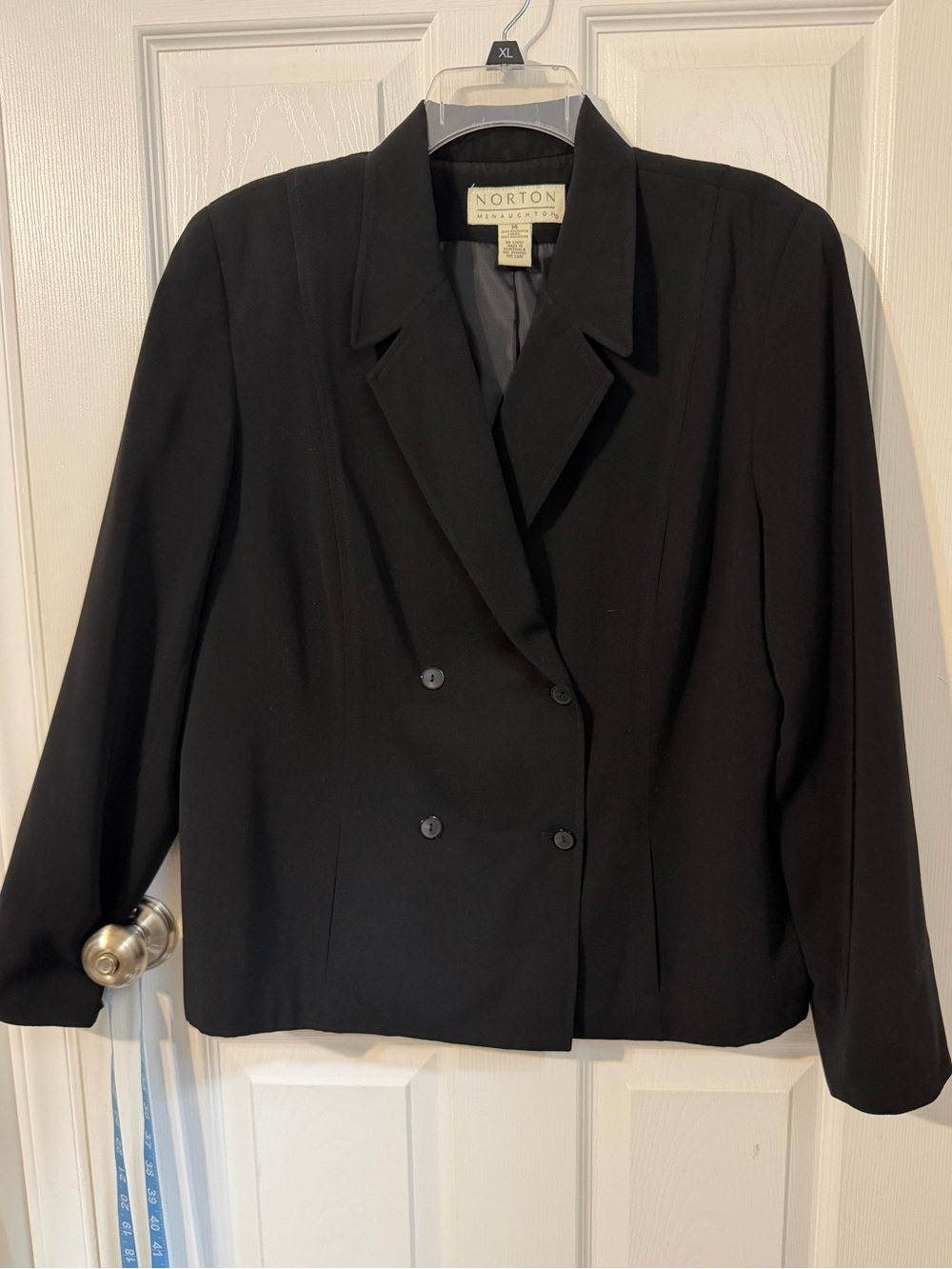Norton McNaughtonBlack Double-Breasted Women's Blazer Jacket